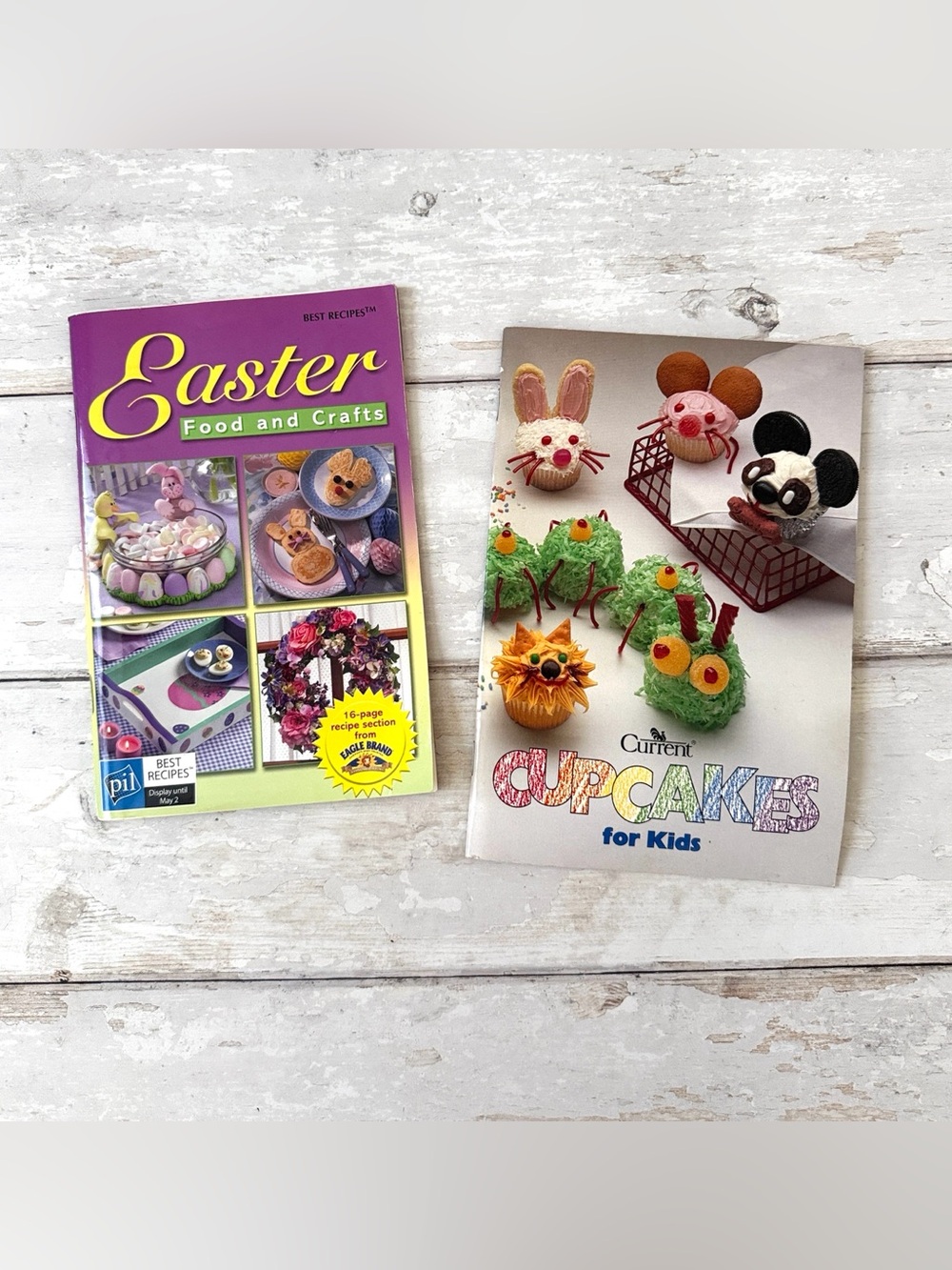 Vintage Easter Food & Crafts Cookbook Idea Book & Cupcakes For Kids Book Set